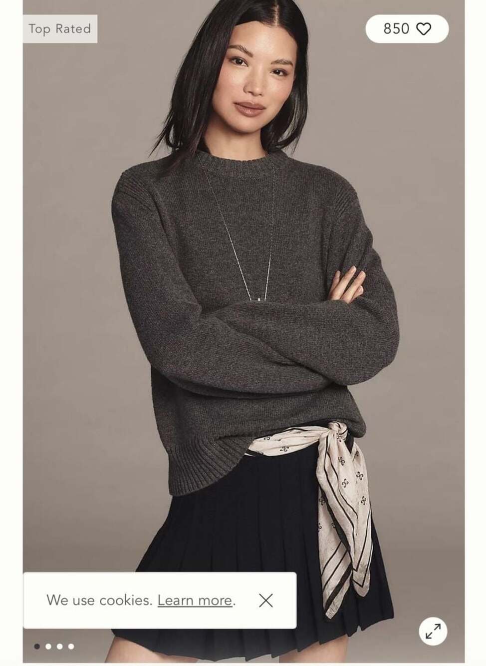 ALIGNE Dion Grey Mock Neck Sweater Size XS